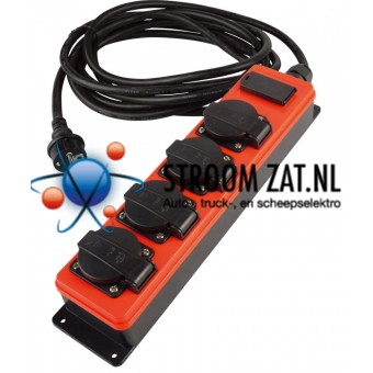 4 voudig stopcontact met USB en 5m kabel